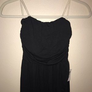 black strapless maxi dress